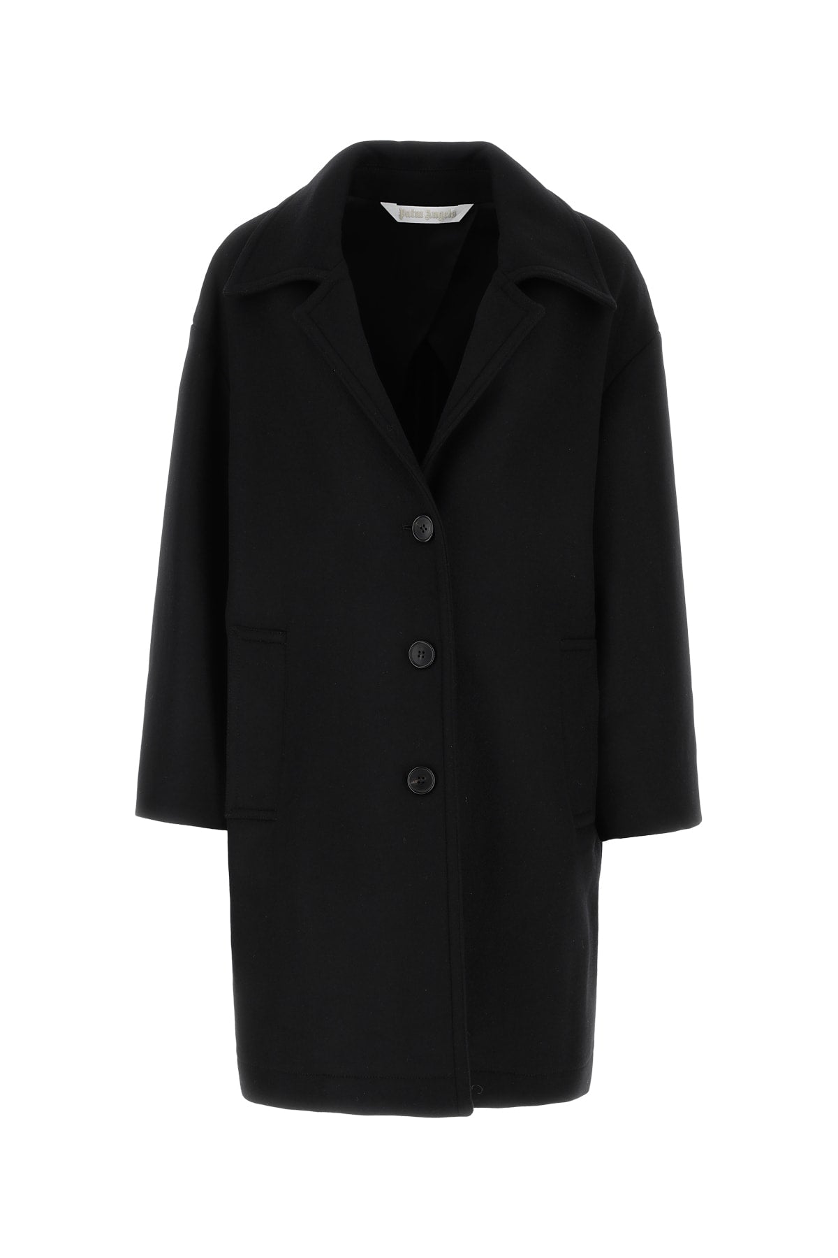 Palm Angels Single-Breasted Wool Coat — Black