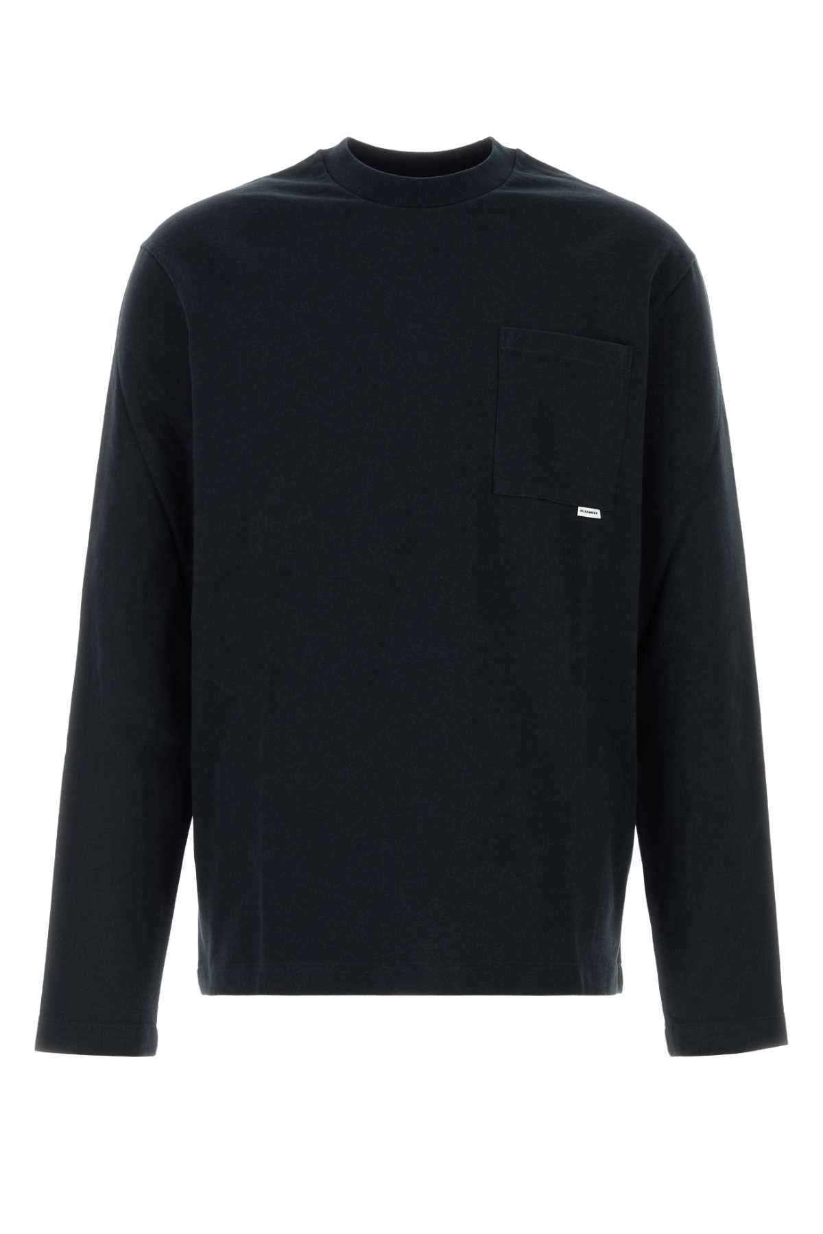 Jil Sander Pocket Long-Sleeve Cotton T-Shirt — Navy