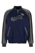 Marni Satin Colorblock Bomber Jacket — Navy