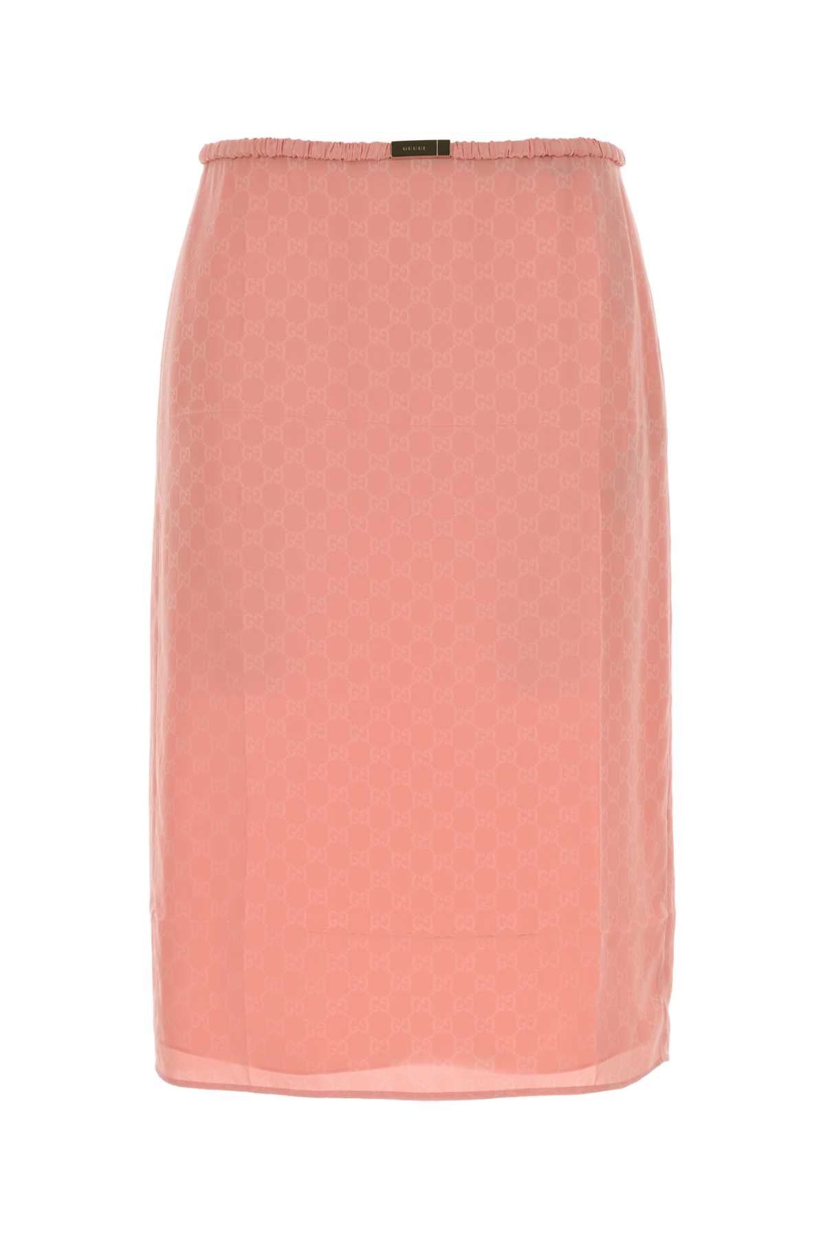 Gucci GG-Monogram Silk Skirt — Pink