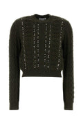 Jil Sander Studded Virgin Wool Cropped Sweater — Gray