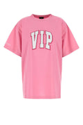 Balenciaga Logo-Embroidered Cotton T-Shirt — Pink