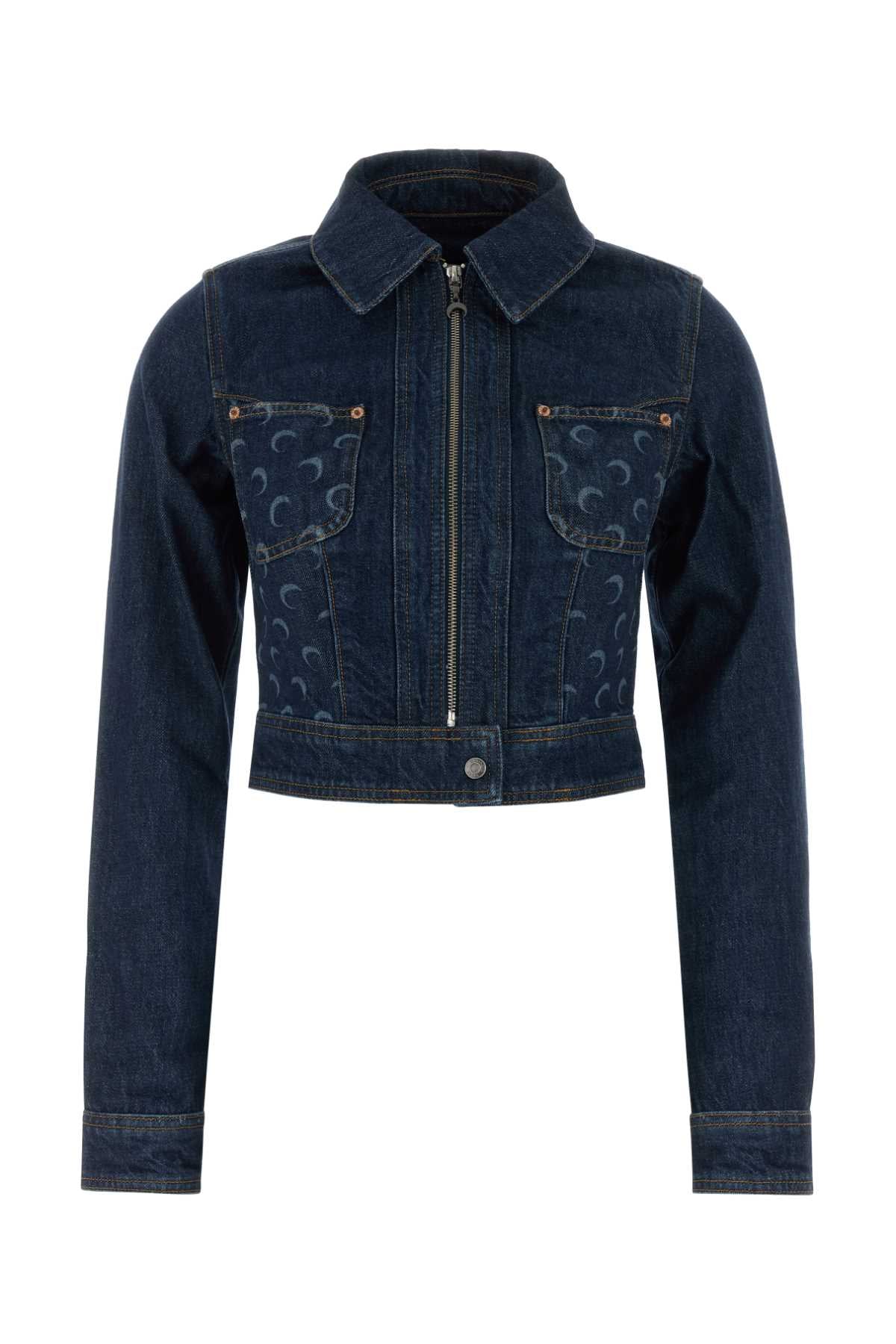 Marine Serre Denim Jacket — Navy