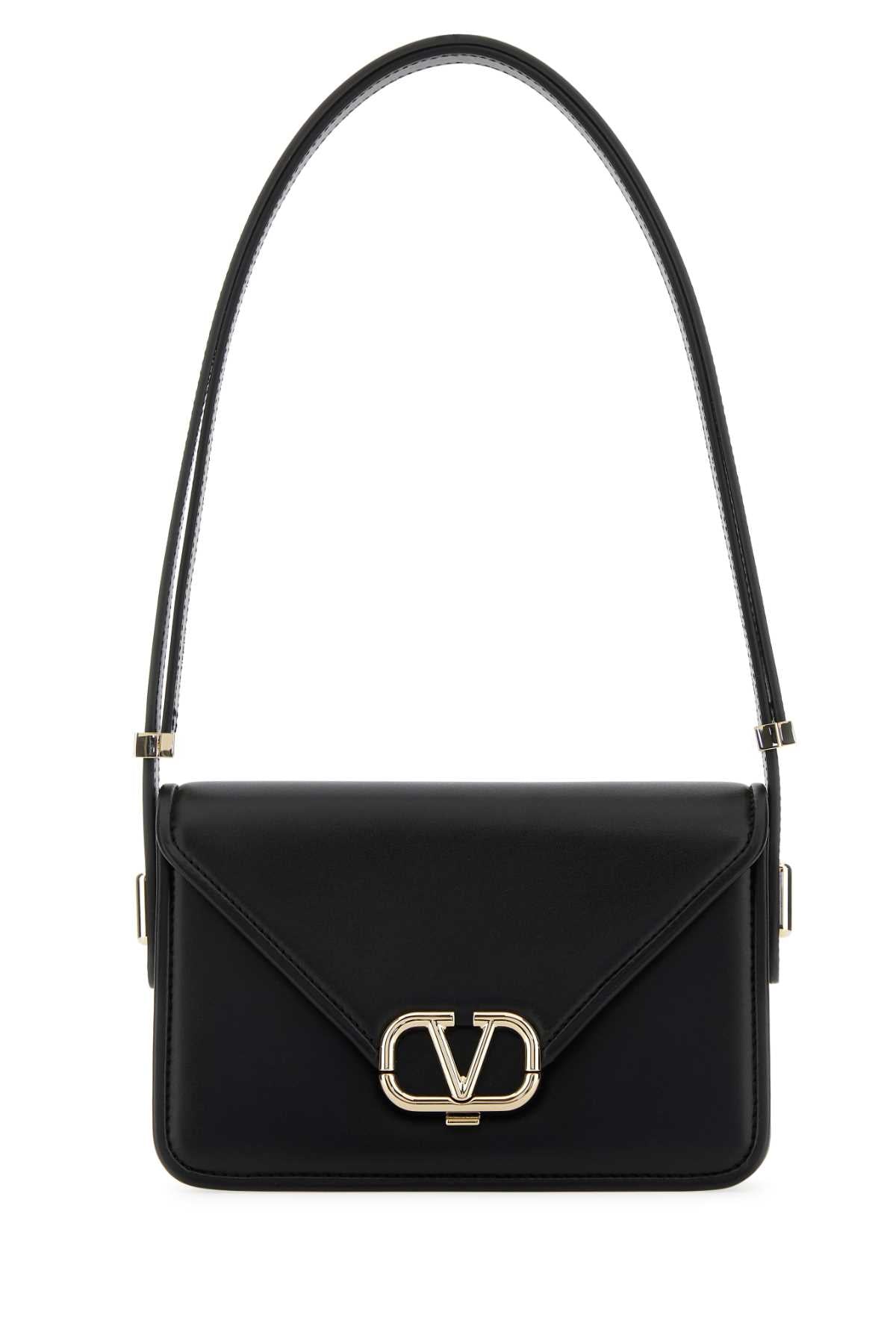 Valentino Garavani Leather VLogo Crossbody Bag — Black