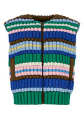 Raxxy Striped Quilted Nylon Vest — Multicolor
