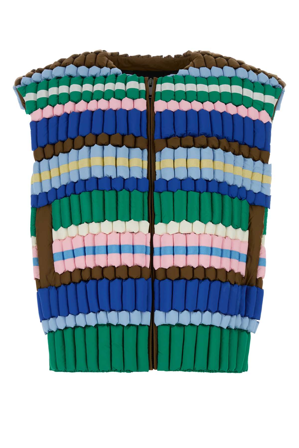 Raxxy Striped Quilted Nylon Vest — Multicolor