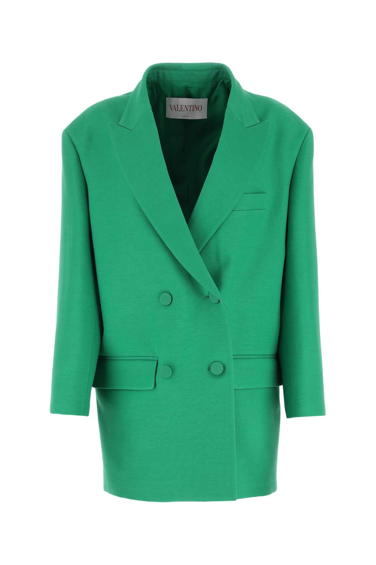 Valentino Garavani Virgin Wool & Silk Crepe Blazer — Green