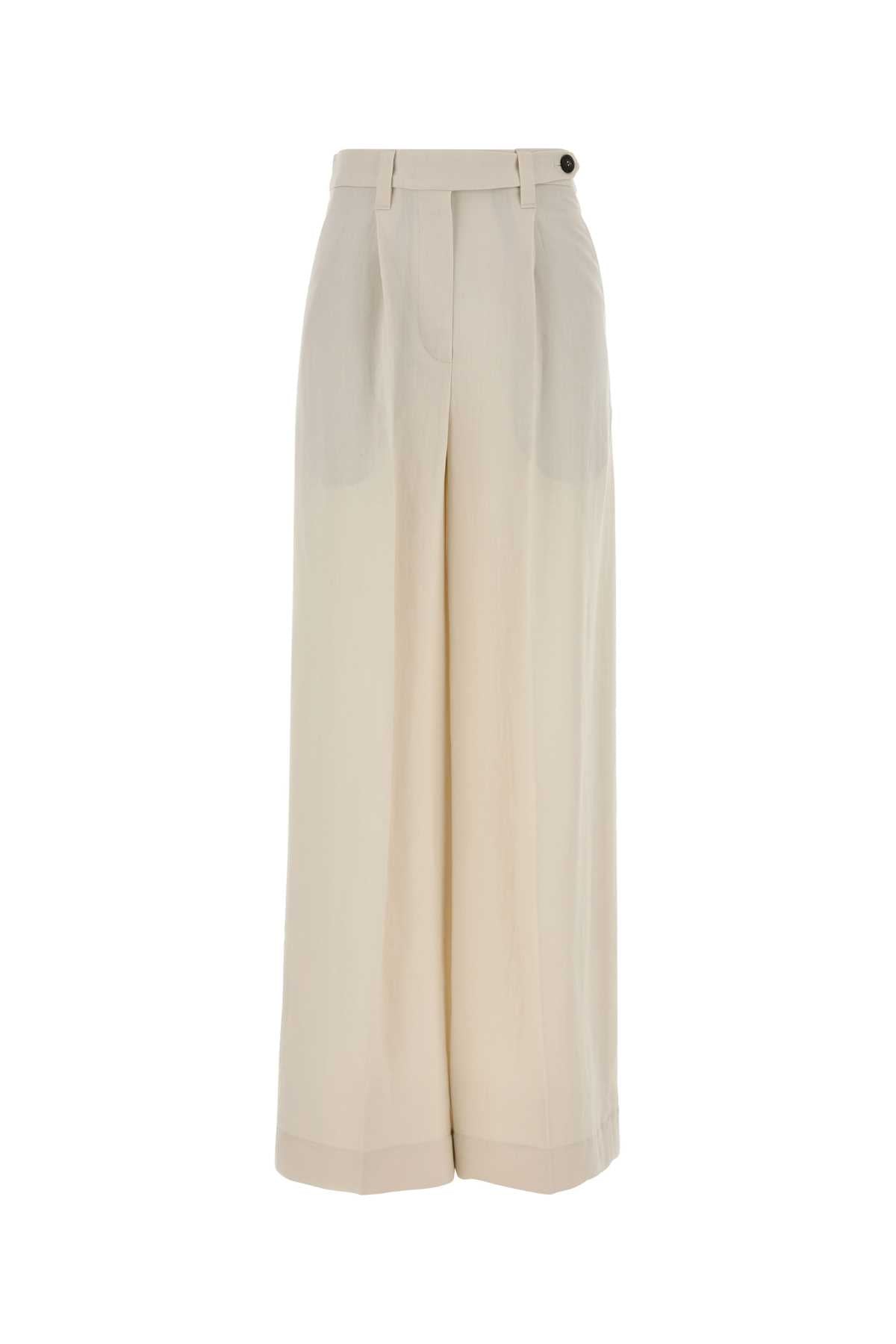 Brunello Cucinelli Viscose Blend Wide-Leg Trouser — Ivory