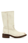 Prada Distressed Calf Leather Boot — Beige