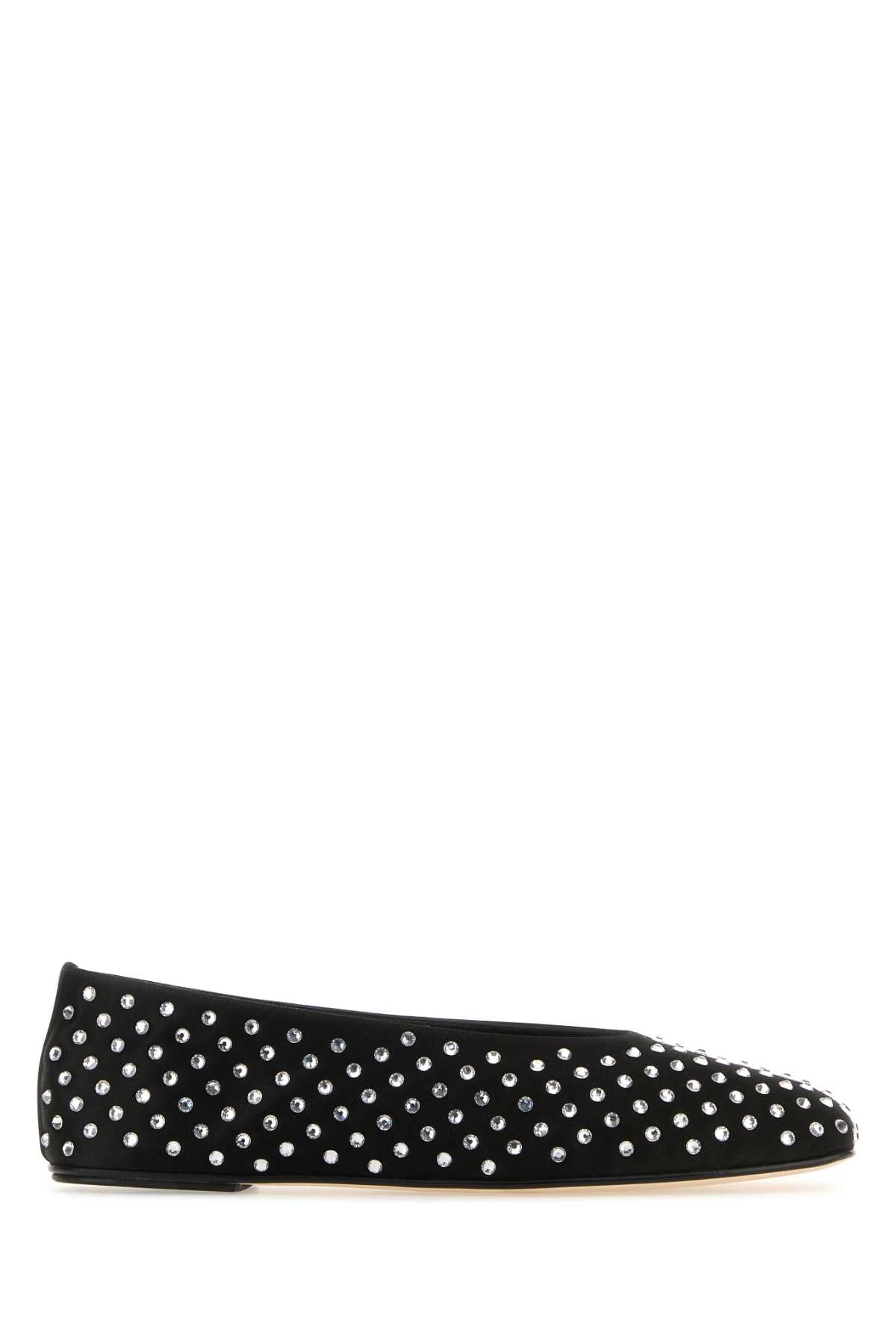 Magda Butrym Studded Satin Ballerina — Black