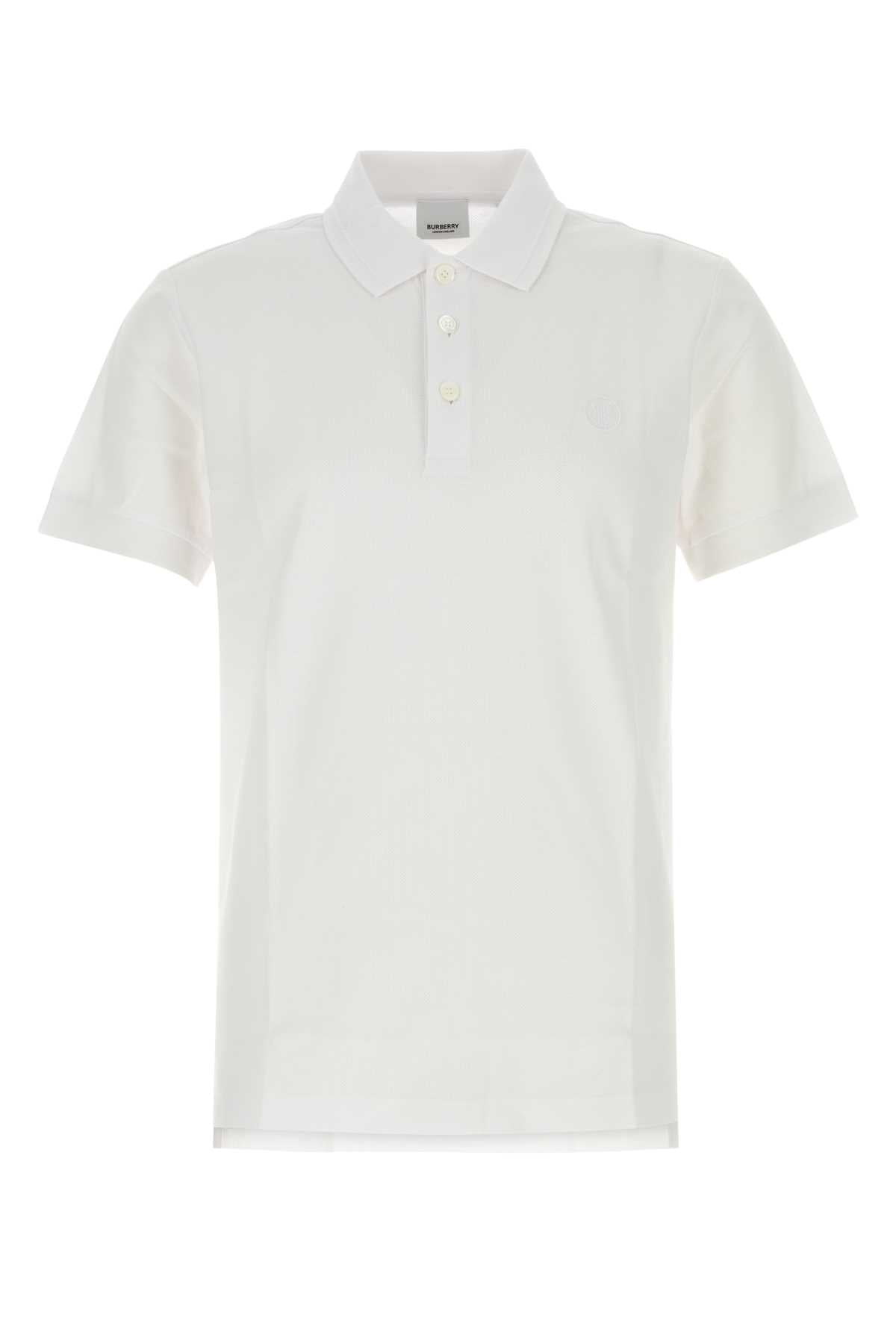 Burberry White Piquet Cotton Polo Shirt — White