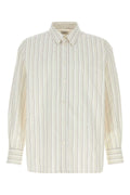 Saint Laurent Striped Cotton Shirt — Beige