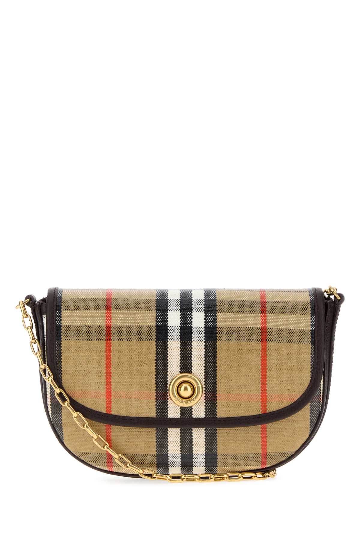 Burberry Tartan Leather-Trimmed Wallet — Beige
