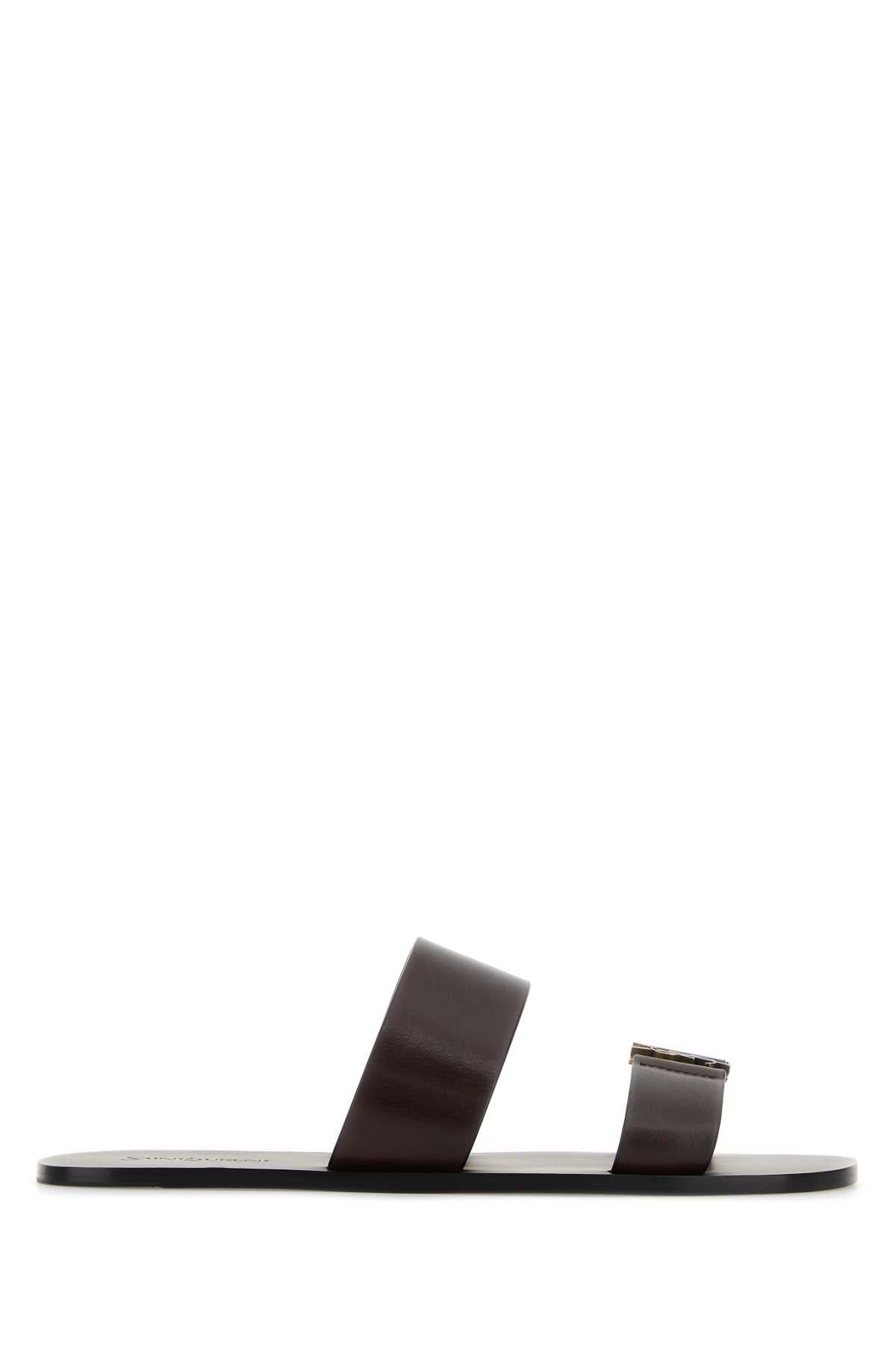 Saint Laurent Babylone Slide — Brown