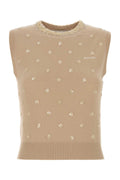 Miu Miu Cashmere Embellished Tank Top — Beige