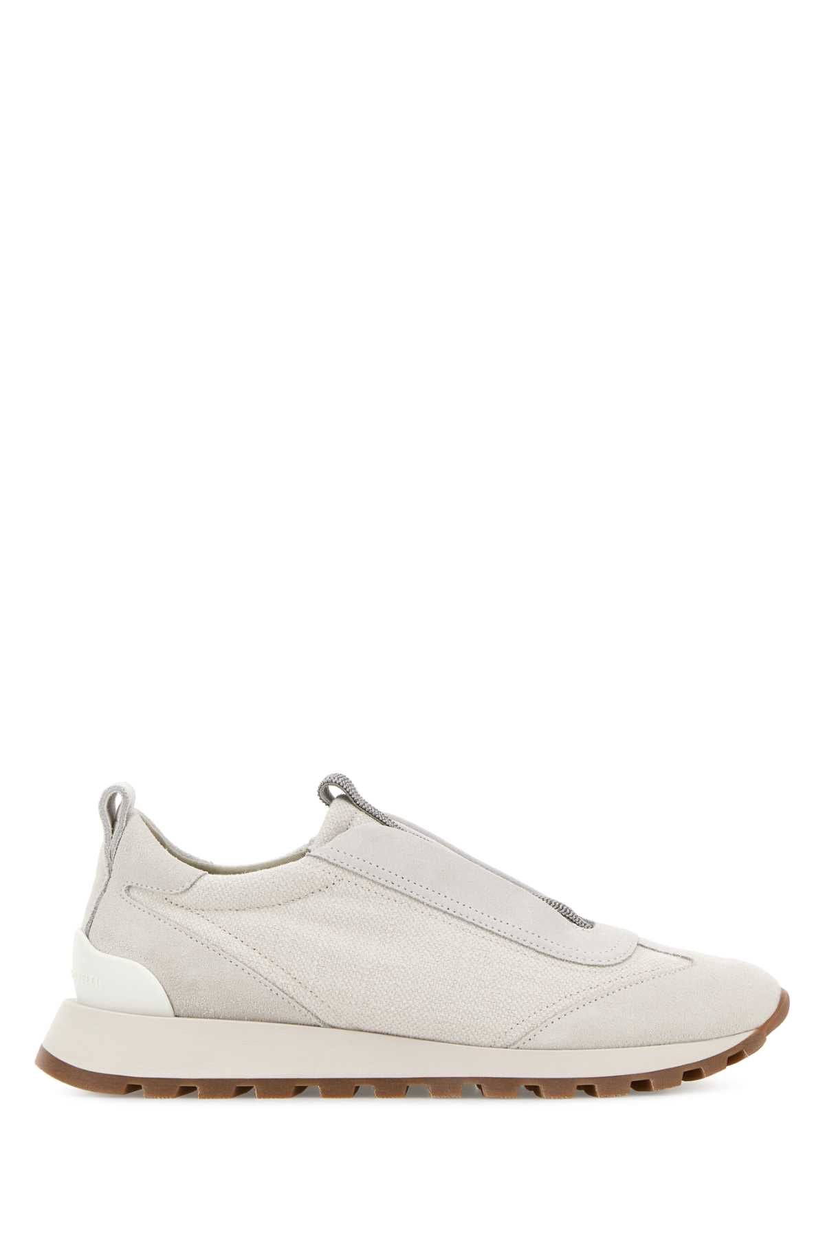 Brunello Cucinelli Fabric Slip-On Sneaker — Beige