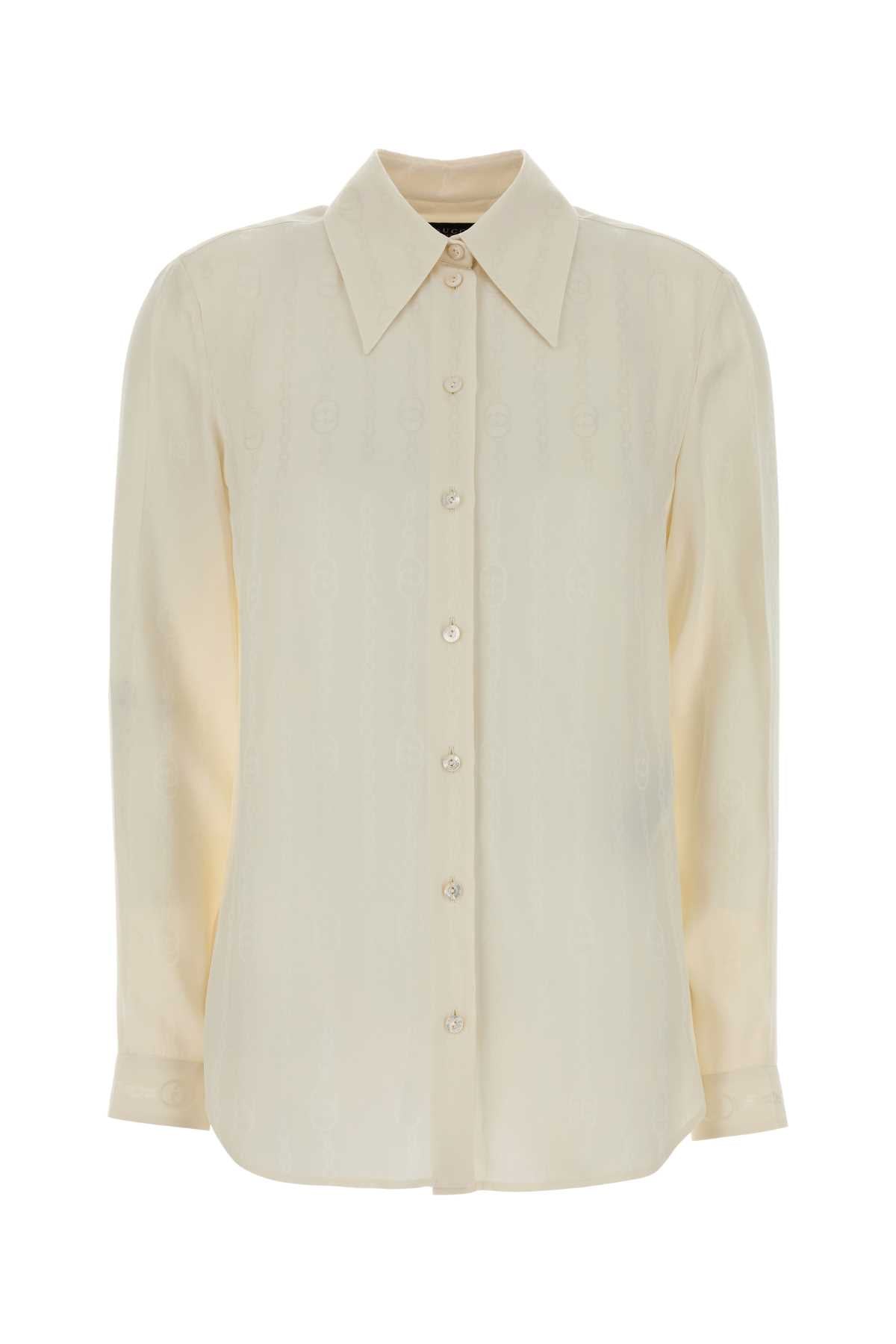 Gucci Ivory Crepe Silk Shirt — White