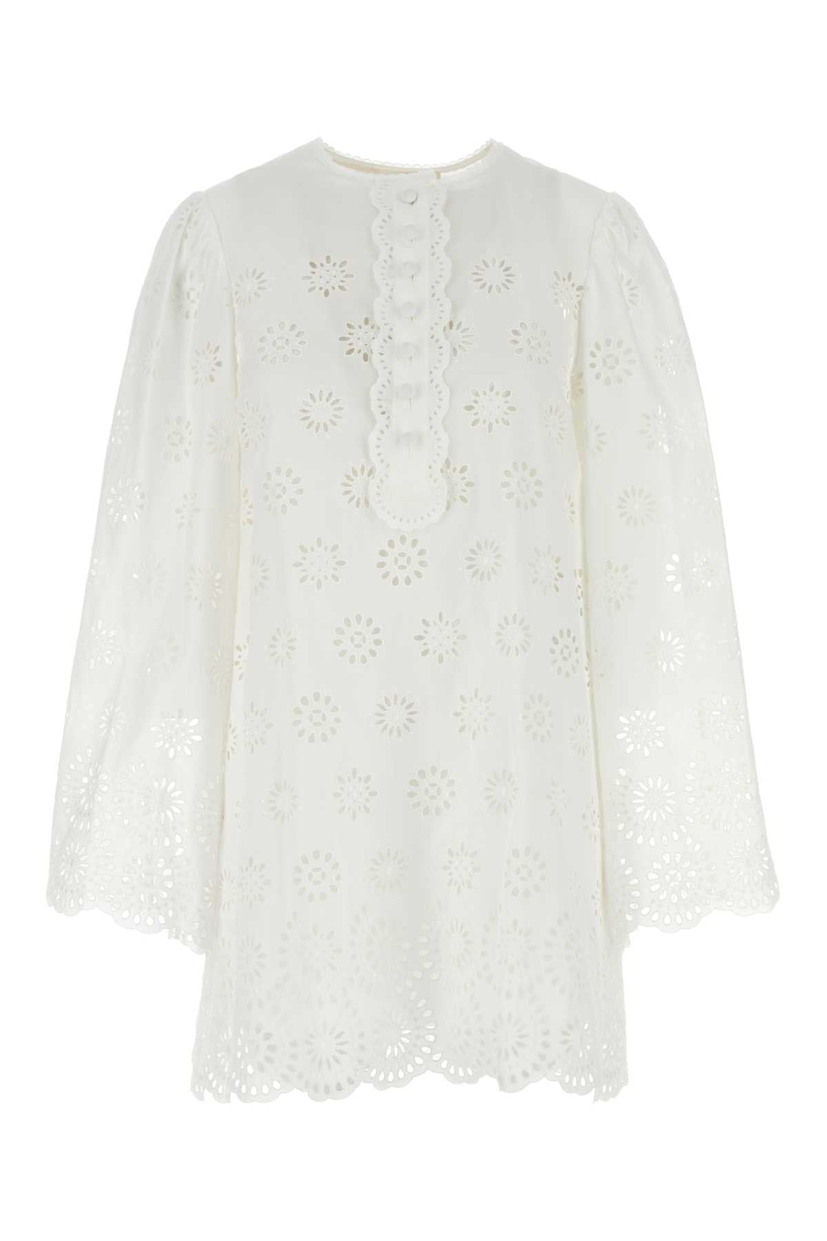 Vestido de algodón con bordado inglés Chloé - Blanco