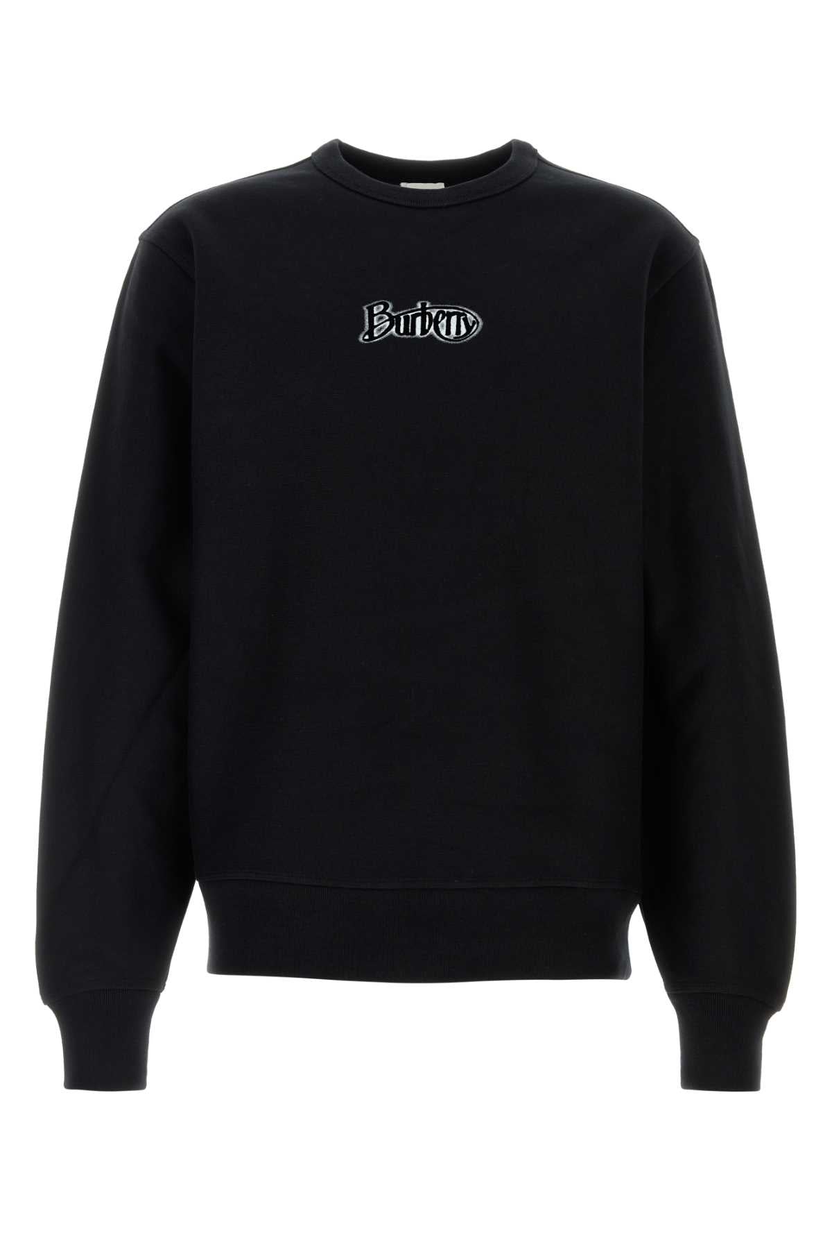 Burberry Logo-Embroidered Cotton Blend Sweatshirt — Black