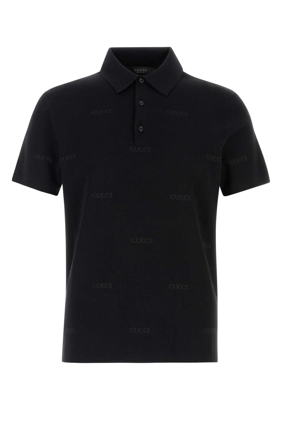 Gucci Embroidered Wool Blend Polo Shirt — Black