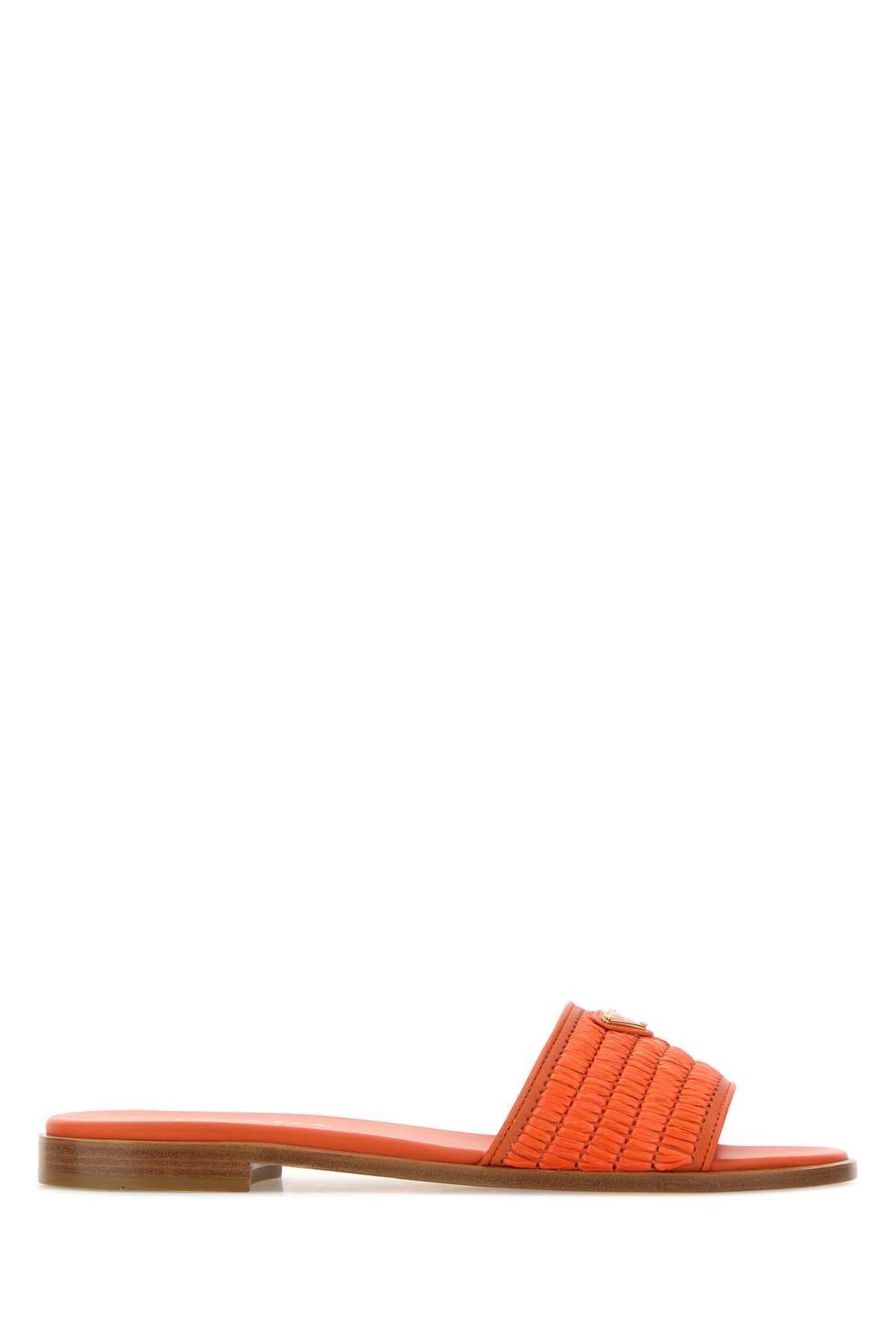 Prada Raffia Slide — Orange