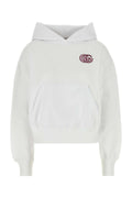 Gucci Logo-Embroidered Cotton Hoodie — White