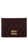 Miu Miu Matelassé Leather Card Case — Burgundy
