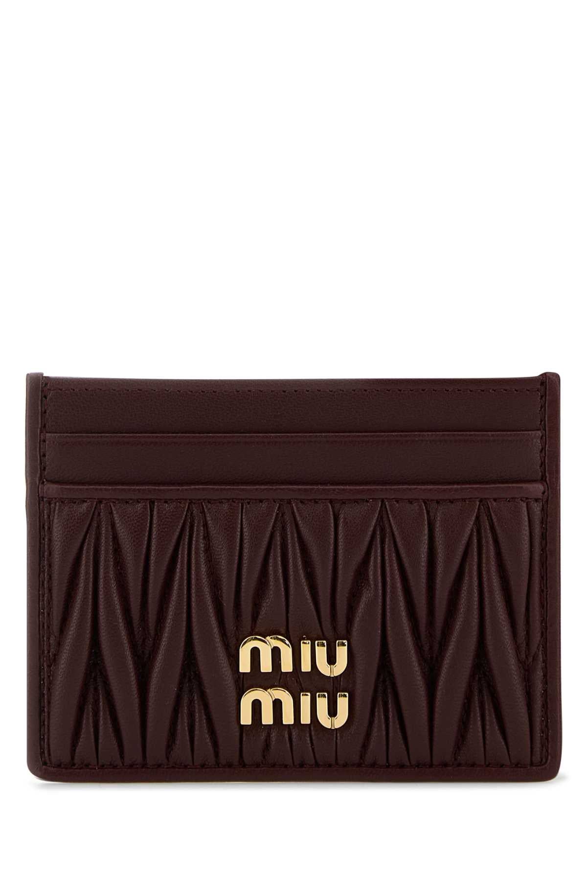 Miu Miu Matelassé Leather Card Case — Burgundy