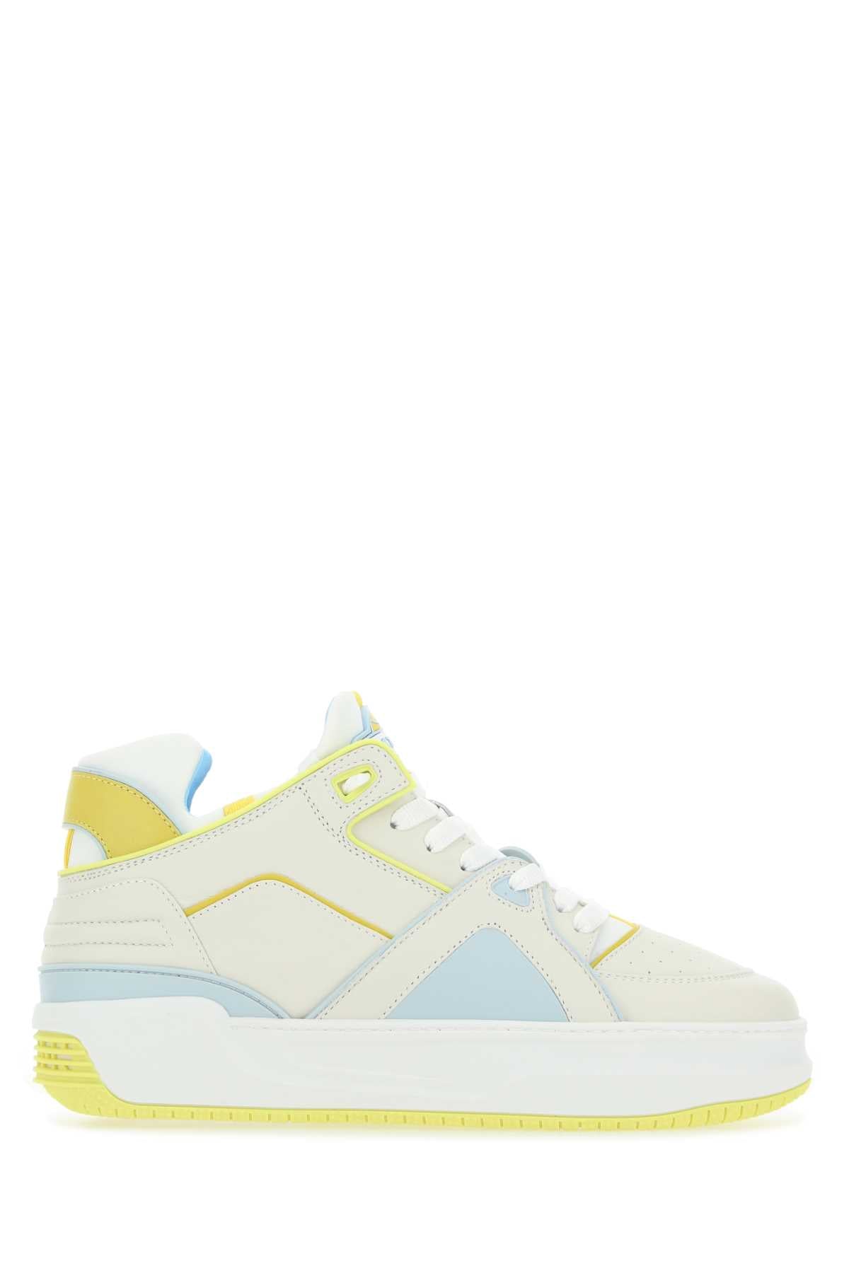 Just Don Leather Colorblock High-Top Sneaker — Multicolor