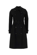 Burberry Double-Breasted Gabardine Trench Coat — Black