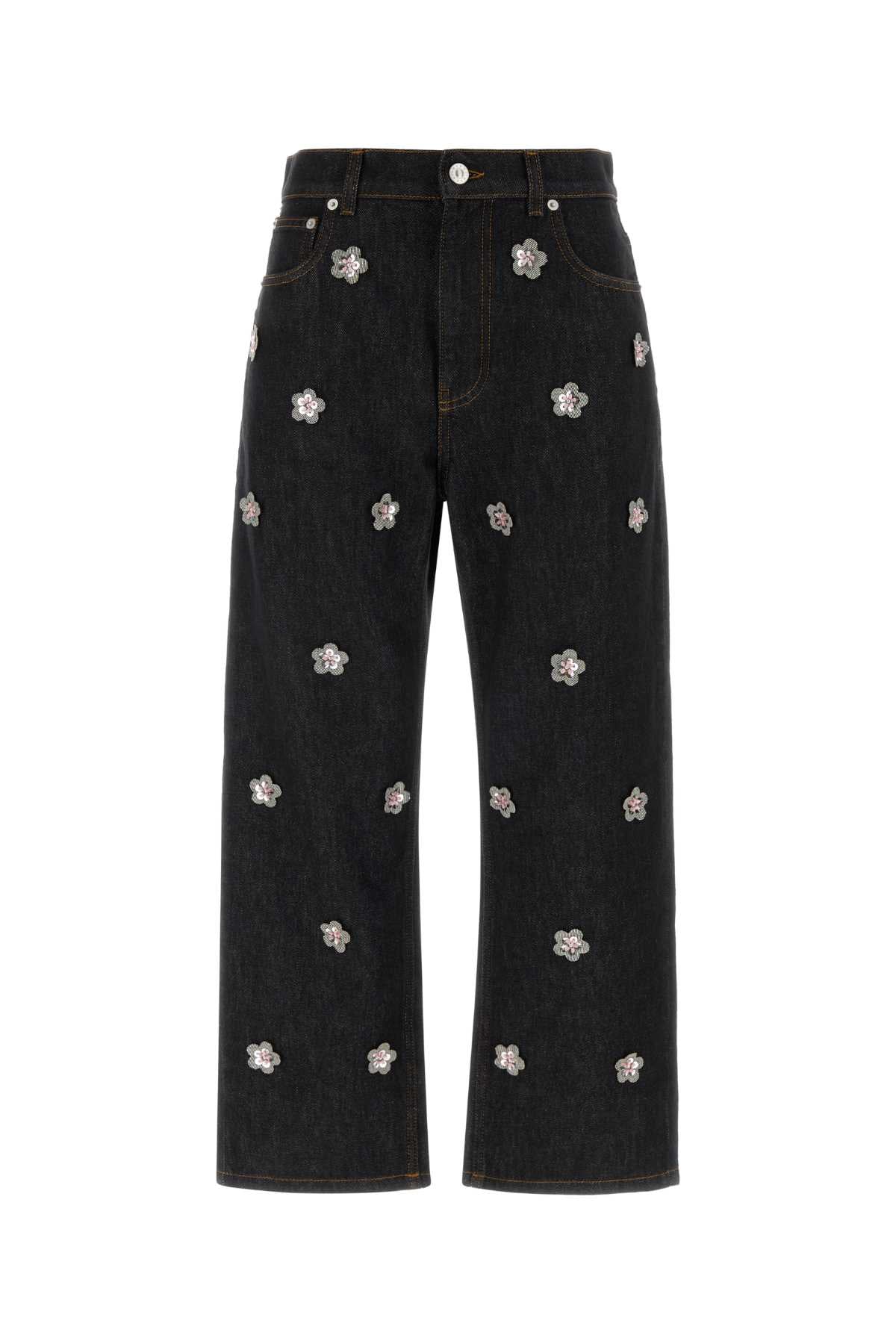 Marni Embroidered Denim Jeans — Black