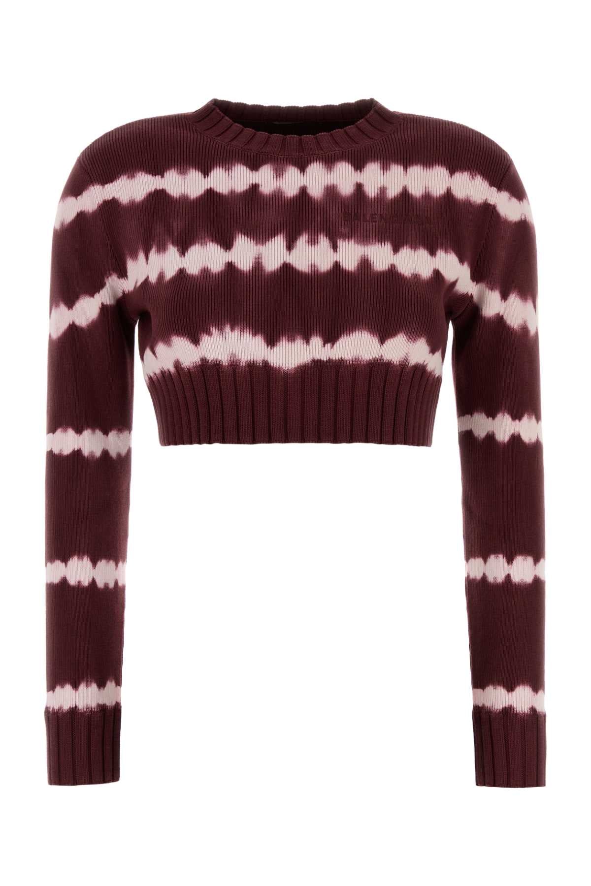 Balenciaga Striped Knit Sweater — Burgundy