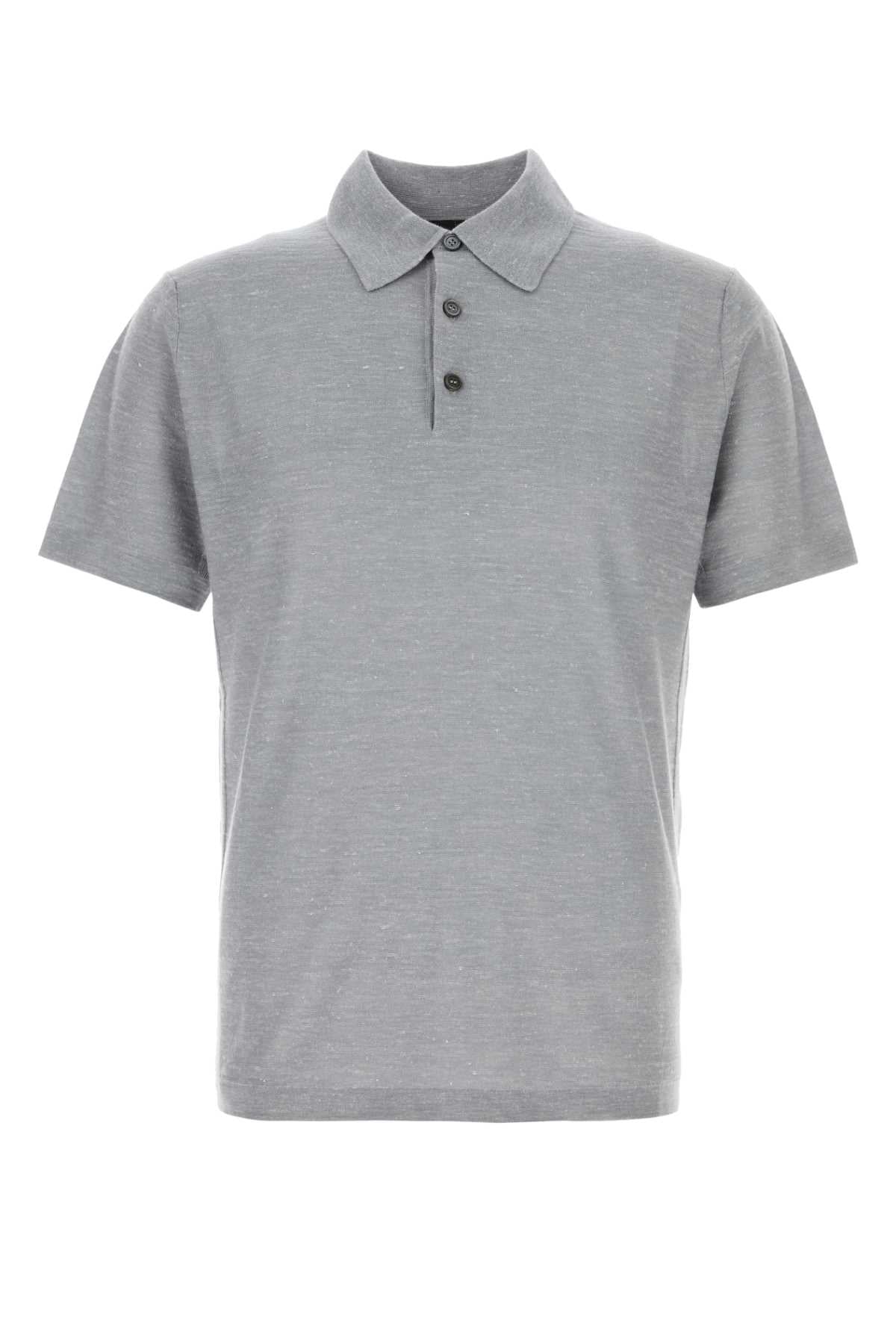 Brioni Cashmere Silk Linen Blend Polo Shirt — Gray