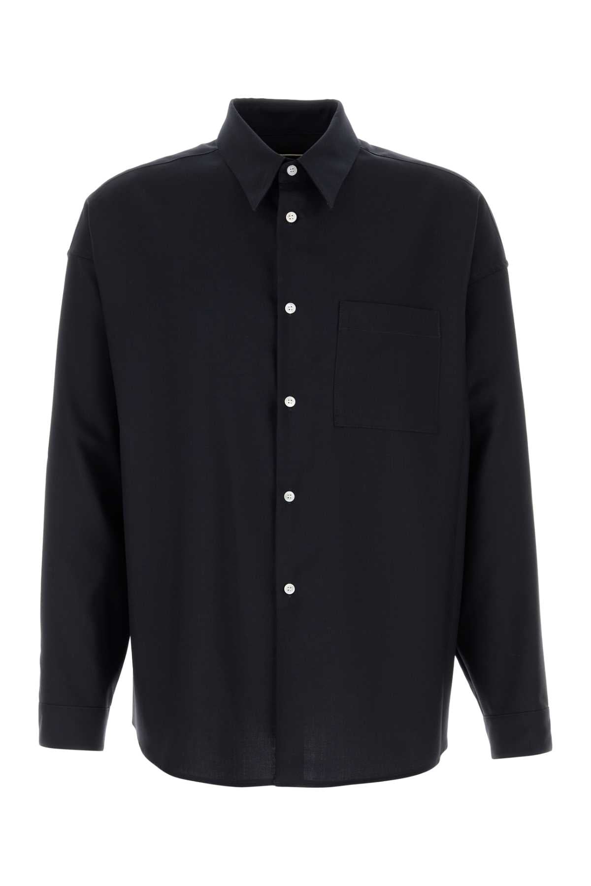 Marni Virgin Wool Twill Shirt — Black