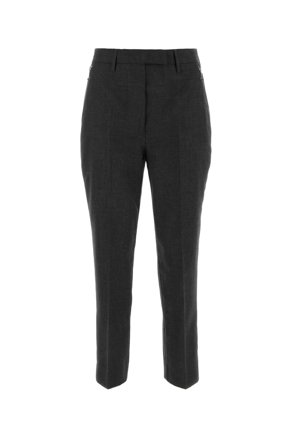 Prada Melange Wool Trousers — Gray