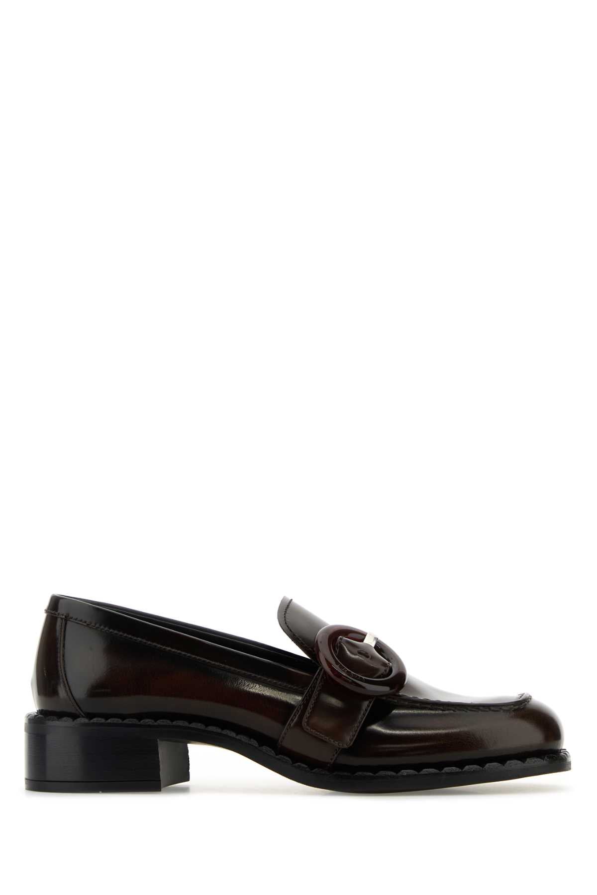Prada Vitello Leather Loafer — Brown