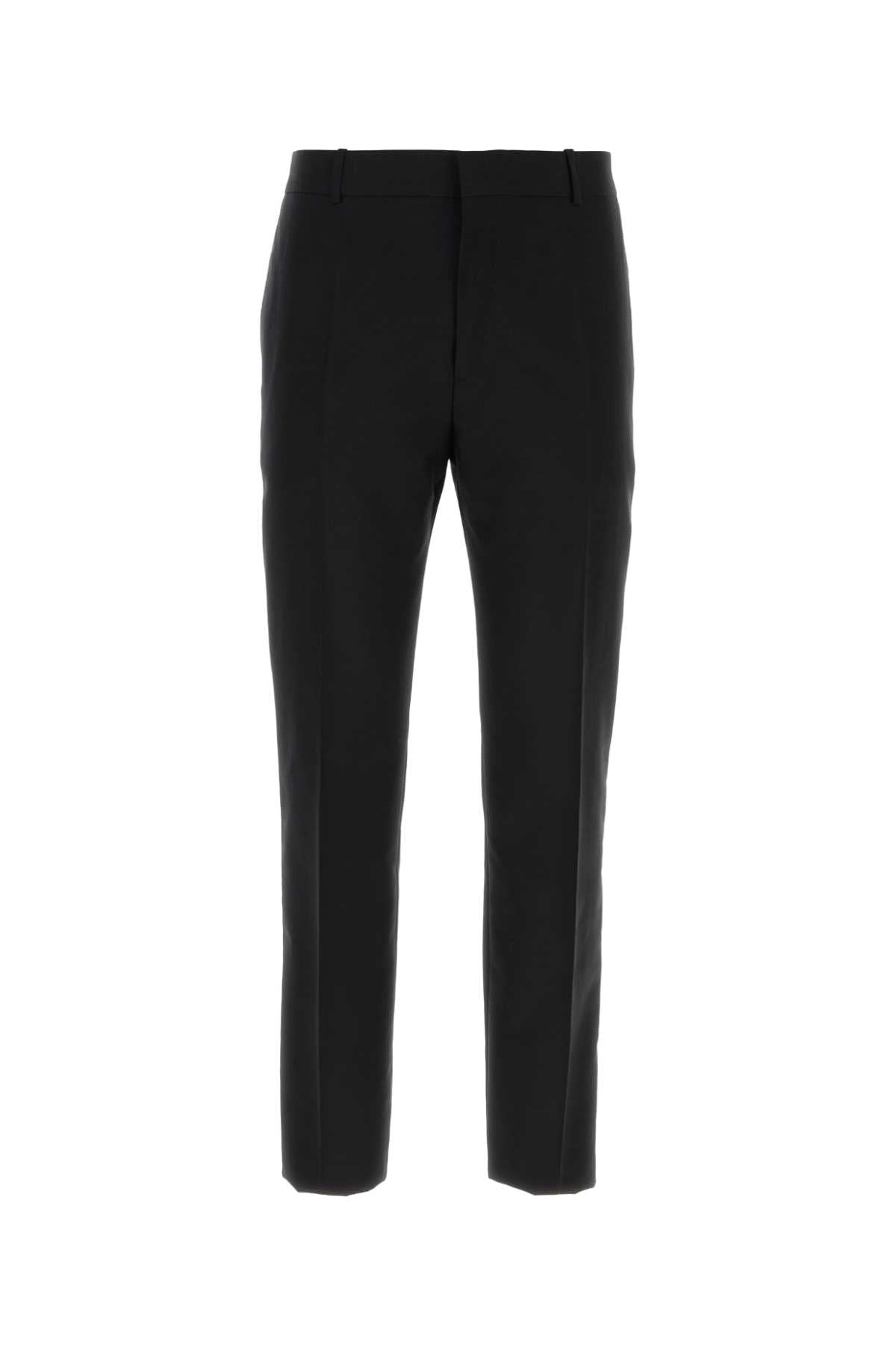 Alexander McQueen Cotton-Mohair-Wool Blend Trousers — Black
