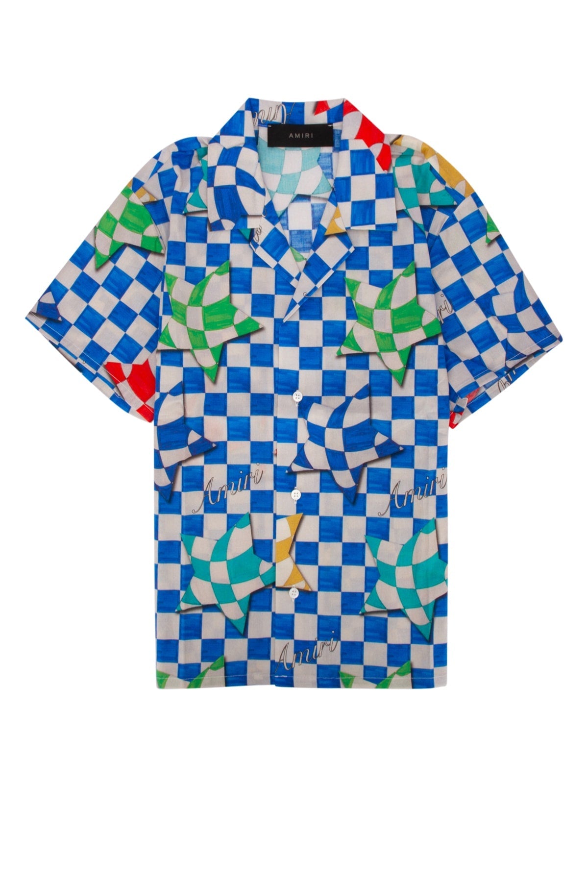 Amiri Kids Checkered Cotton Shirt — Blue
