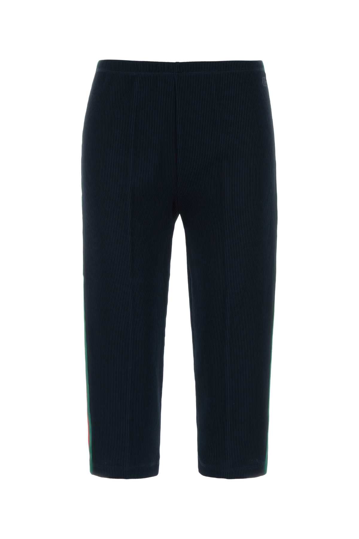Gucci Ribbed Cotton-Mix Leggings — Navy