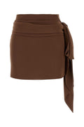 Prada Wrap-Tie Silk Crepe Skirt — Brown