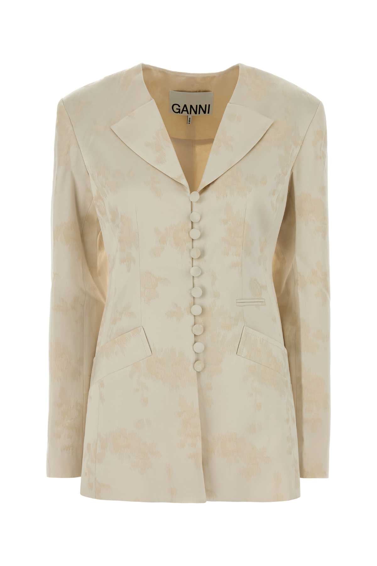 Ganni Jacquard Blazer — White