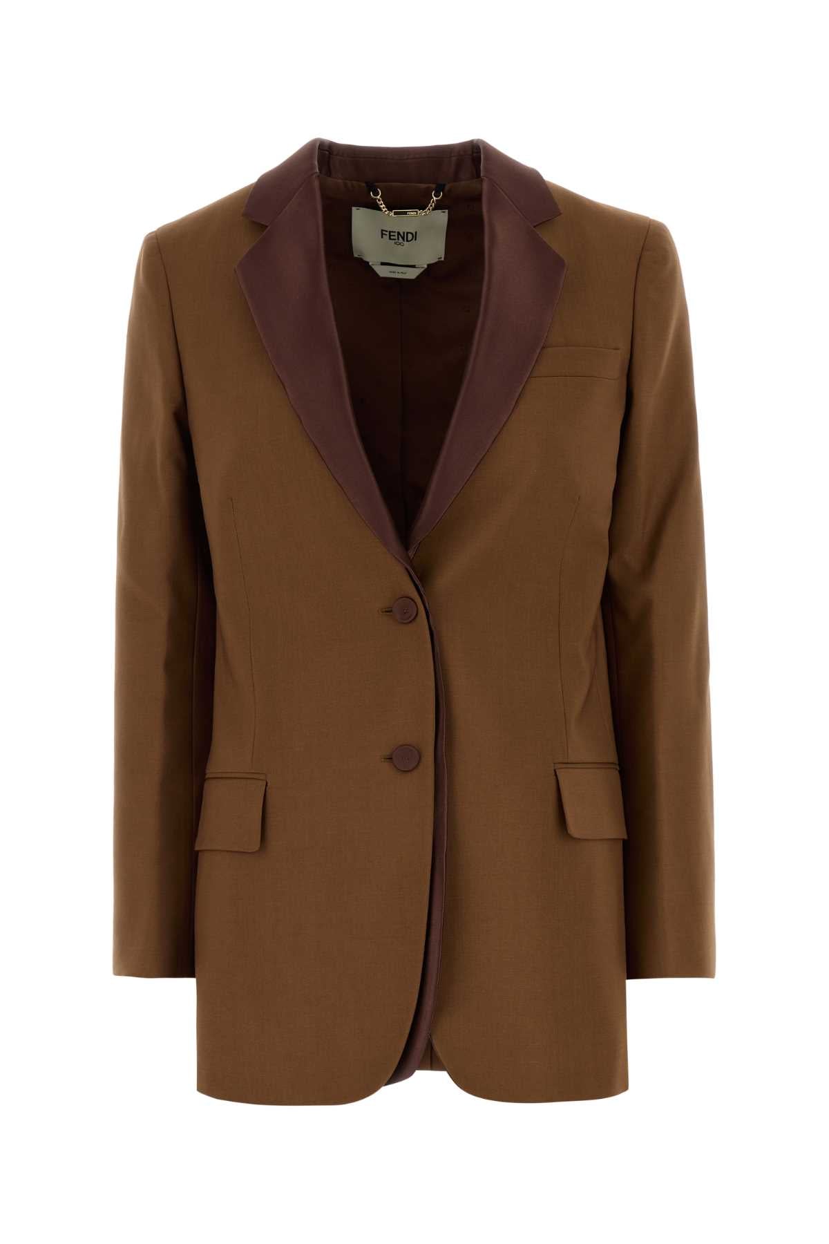 Fendi Wool-Mohair Blazer — Brown