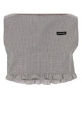 Miu Miu Ruffled-Hem Cotton Sweater — Gray
