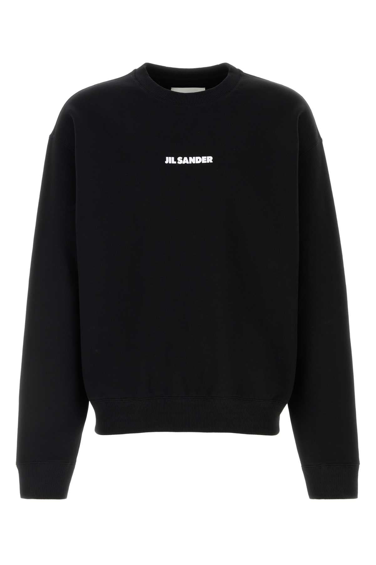 Jil Sander Logo-Embroidered Cotton Sweatshirt — Black