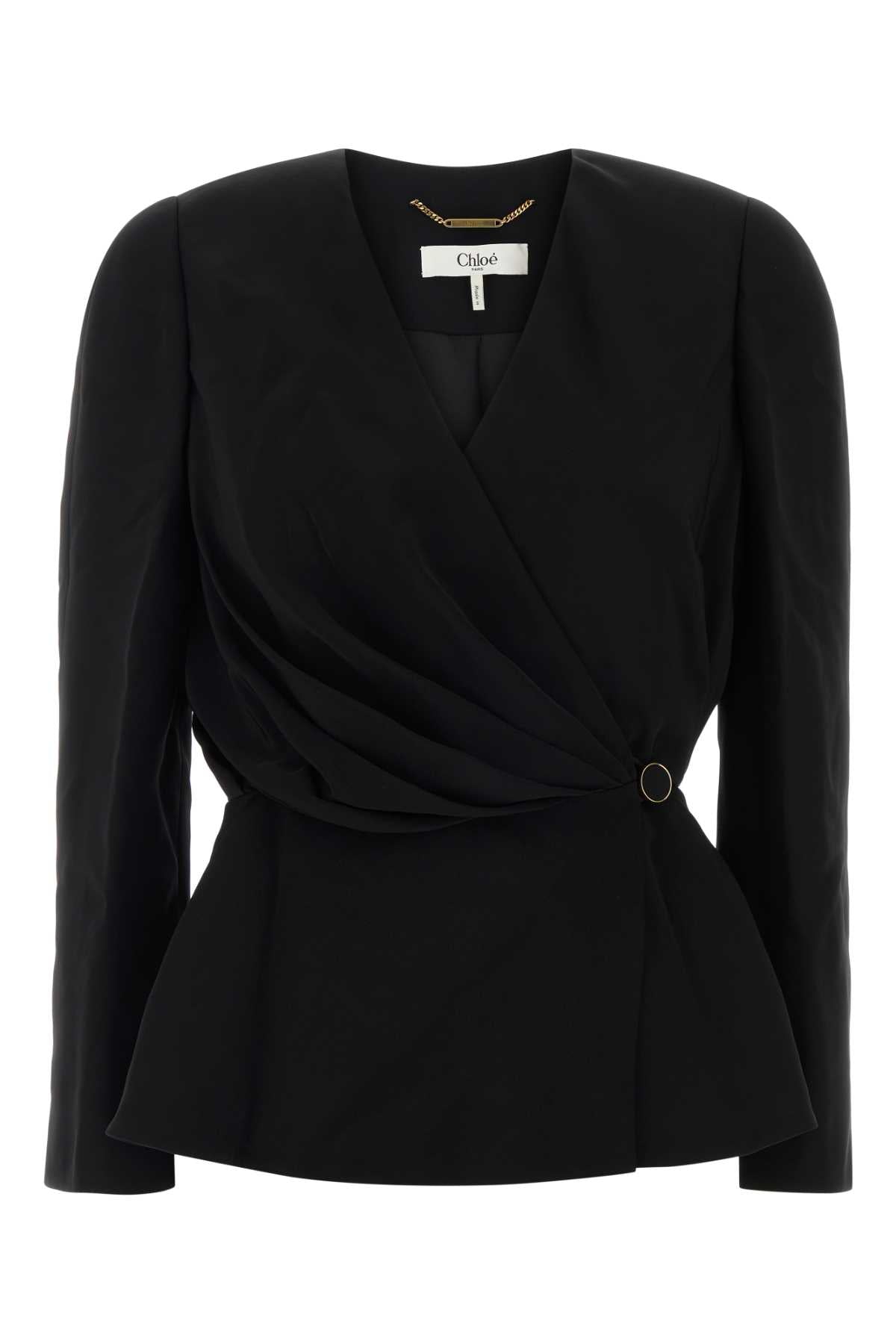 Chloé Wrap Blouse — Black