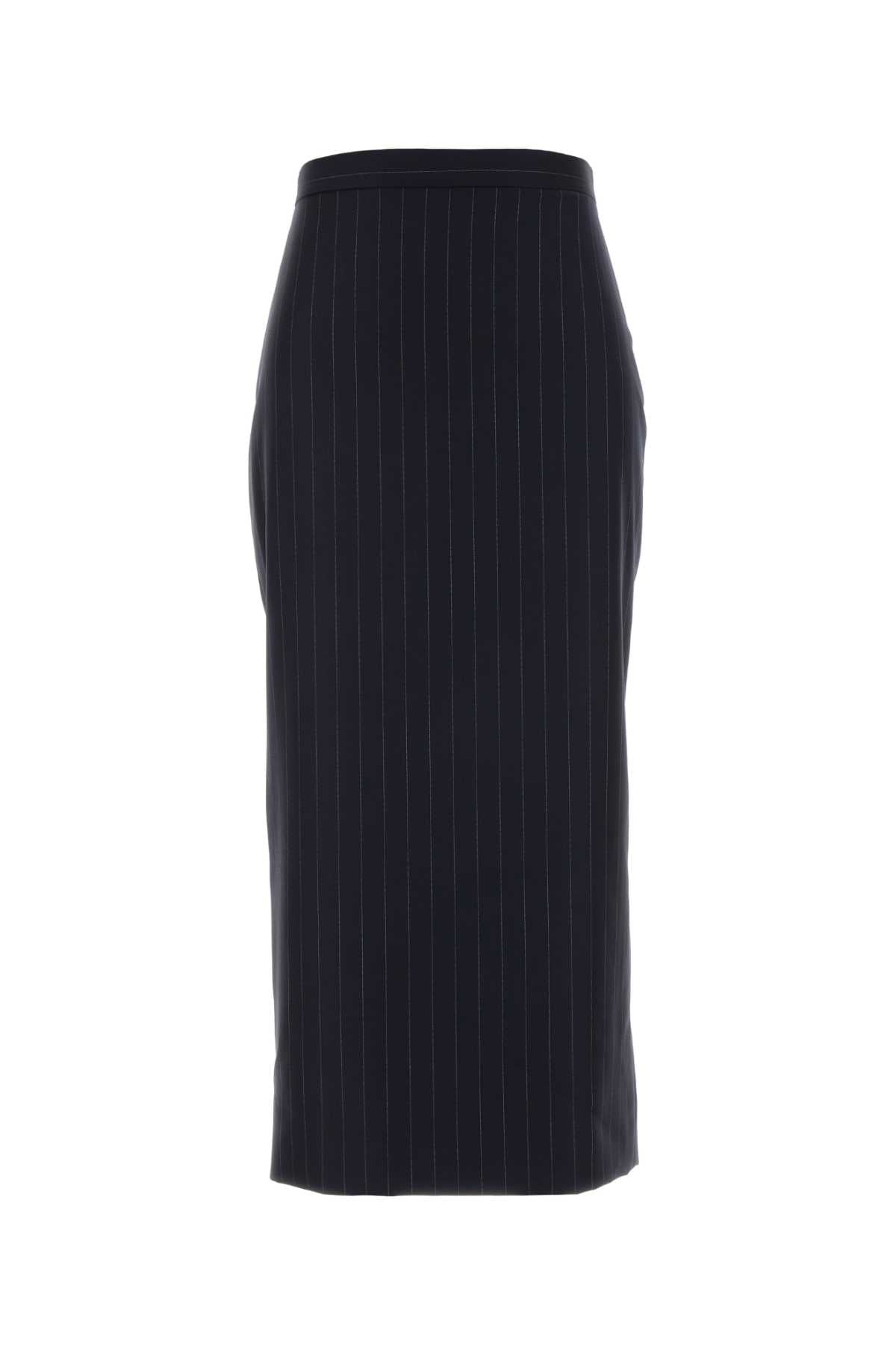 Givenchy Pinstriped Virgin Wool Skirt — Navy