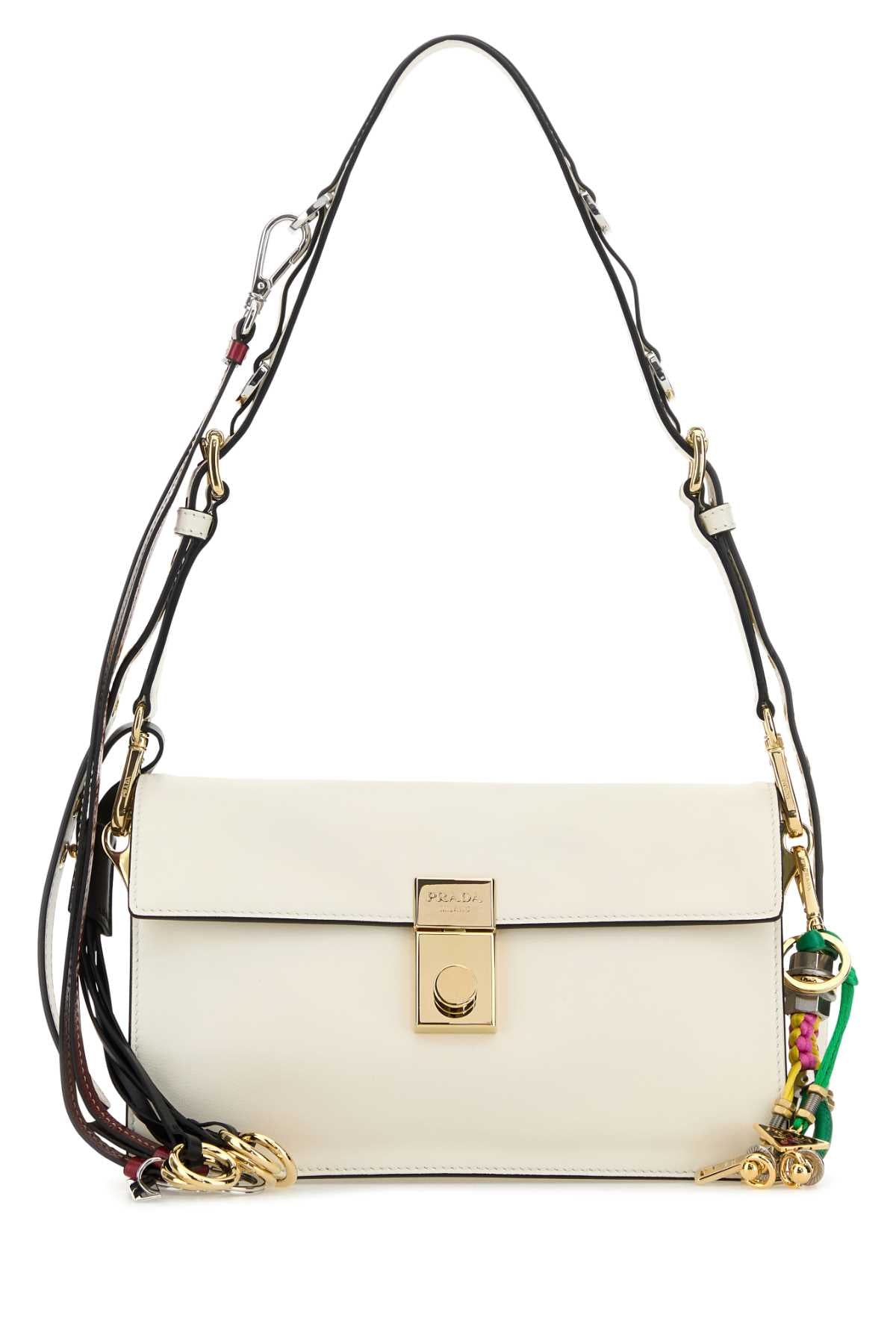 Prada Vitello Leather Shoulder Bag — White