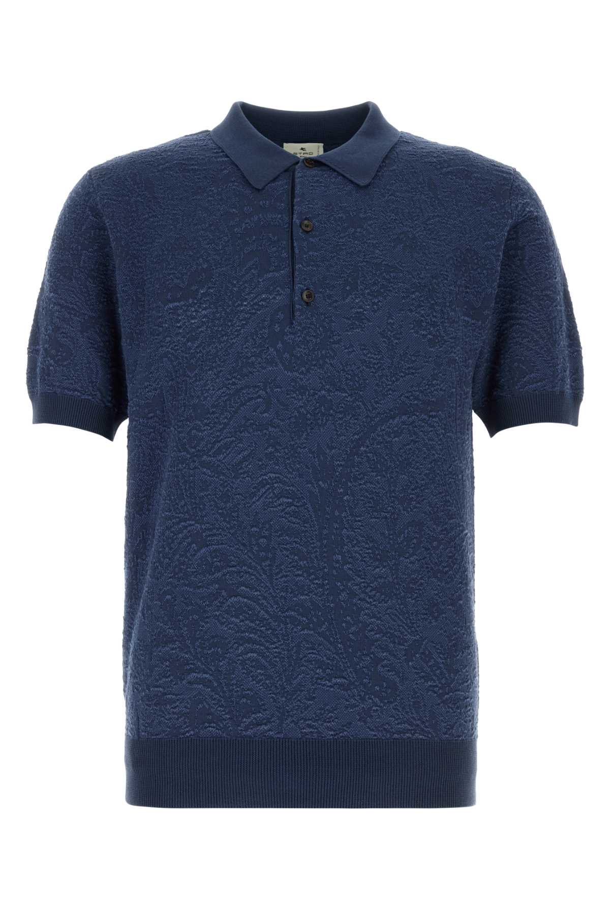 Etro Textured Cotton Polo Shirt — Navy