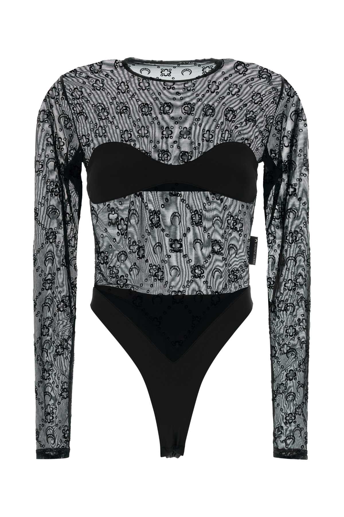 Marine Serre Mesh Bodysuit — Black