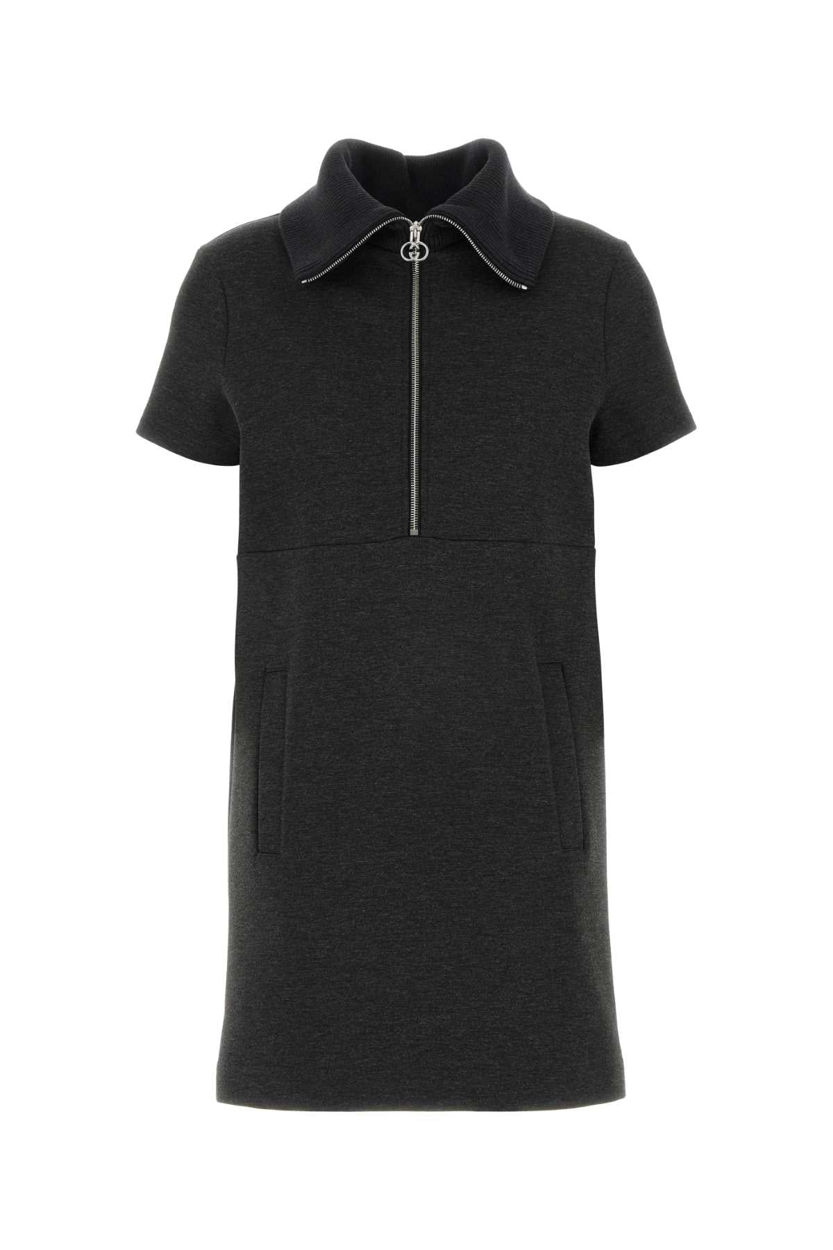 Gucci Stretch Jersey Collar Dress — Gray
